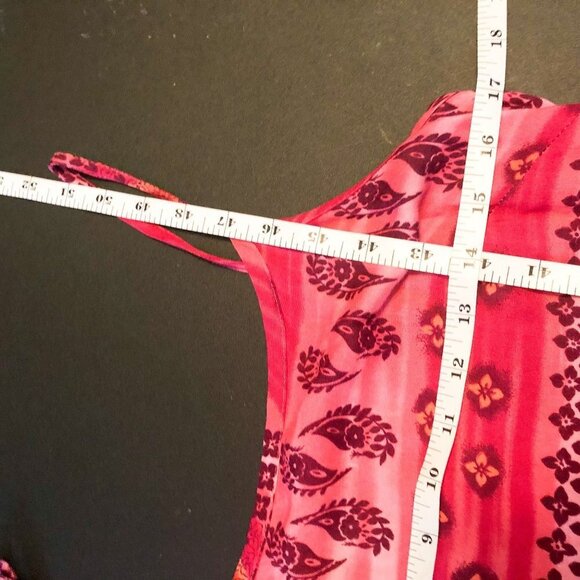 Vintage 90s No Boundaries Pink Tie Waist Colorful Aztec Printed Maxi Dress small - Picture 5 of 9